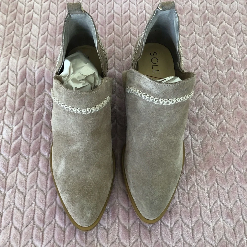 Sole Society Boho Western Ankle Booties Suede Leather 6.5